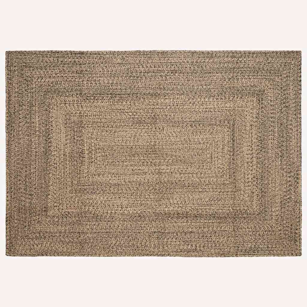 Område tæppe Naturfarvet og sort 240 x 340 cm Jute