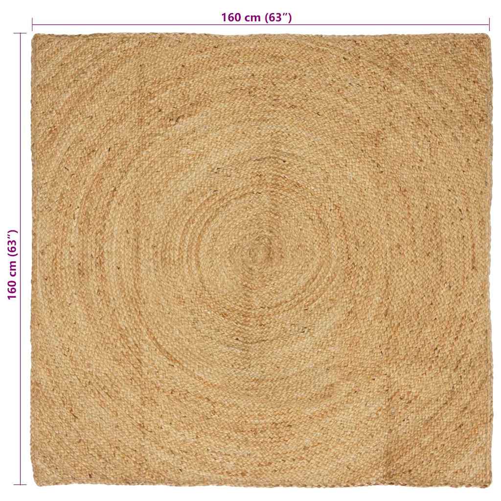 Områdetæpper Naturfarvet 160 x 160 cm Jute