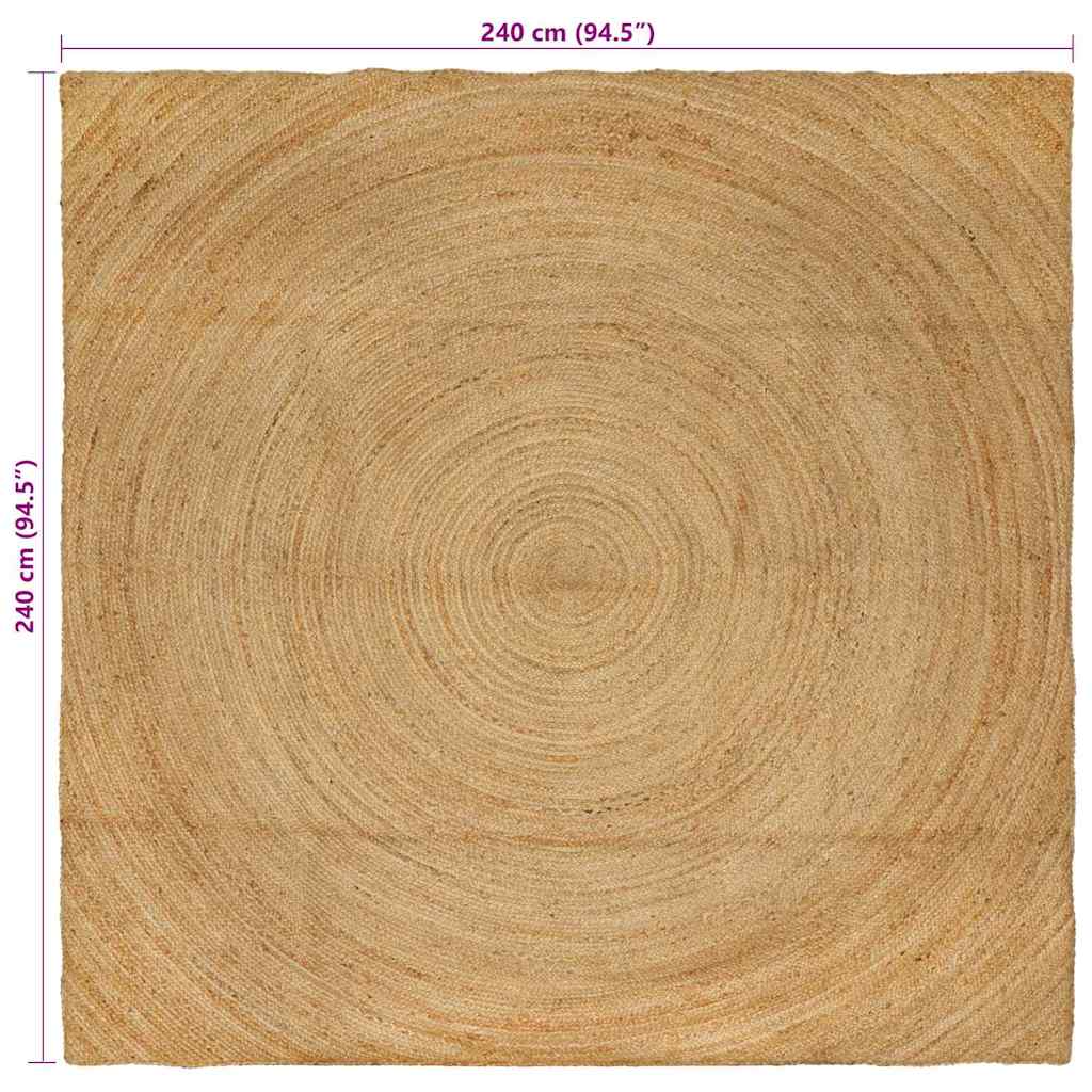 Områdetæpper Naturfarvet 240 x 240 cm Jute