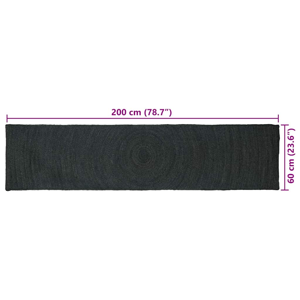 Områdetæpper Mørkegrå 60 x 200 cm Jute