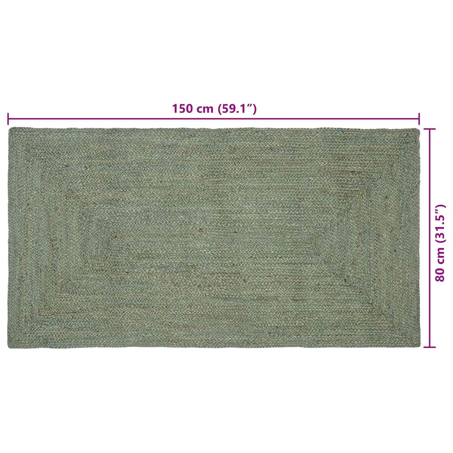 Områdetæpper Olivengrøn 80 x 150 cm Jute