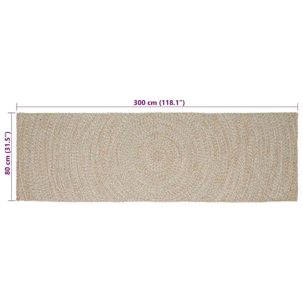 Områdetæpper Natur og hvid 80 x 300 cm Jute