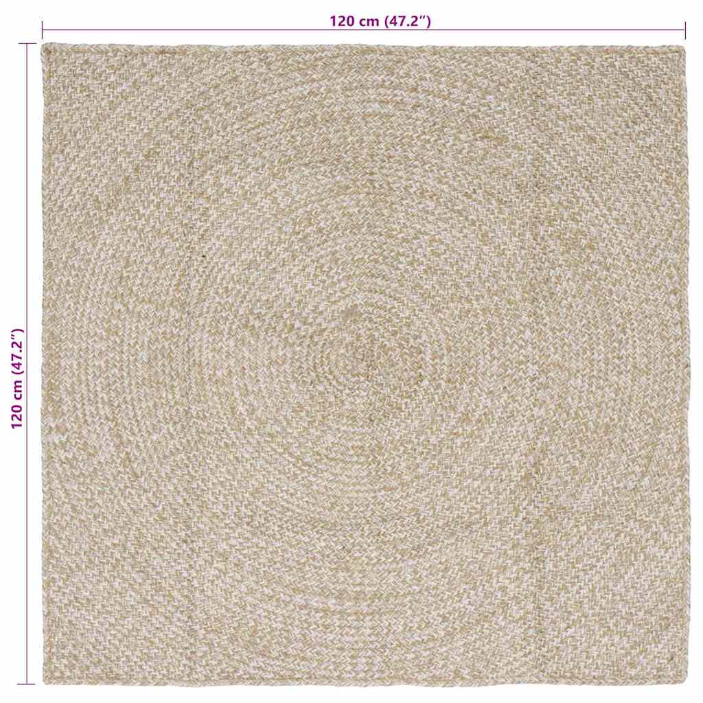 Områdetæpper Natur og hvid 120 x 120 cm Jute