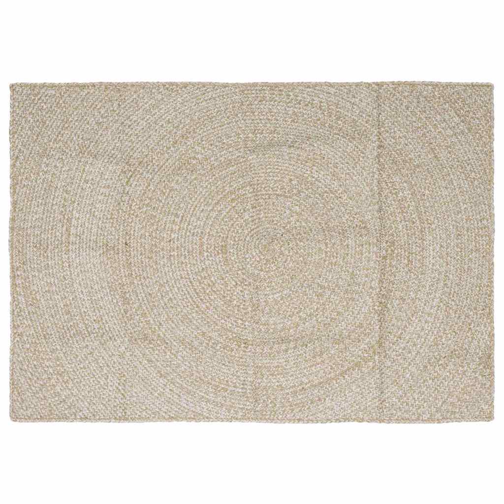 Områdetæpper Natur og hvid 120 x 170 cm Jute billede