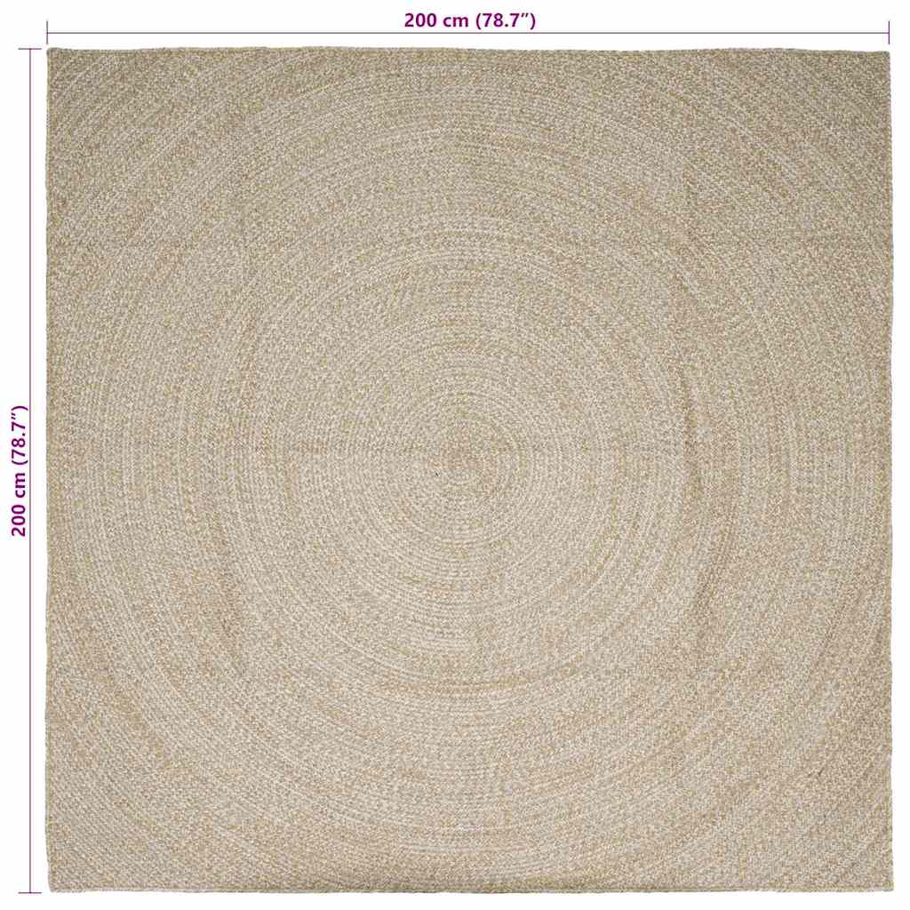 Områdetæpper Natur og hvid 200 x 200 cm Jute