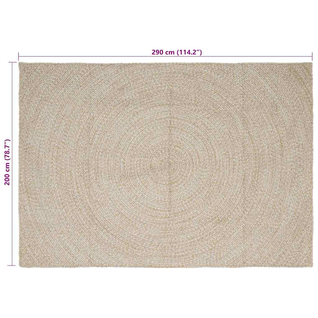 Områdetæpper Natur og hvid 200 x 290 cm Jute