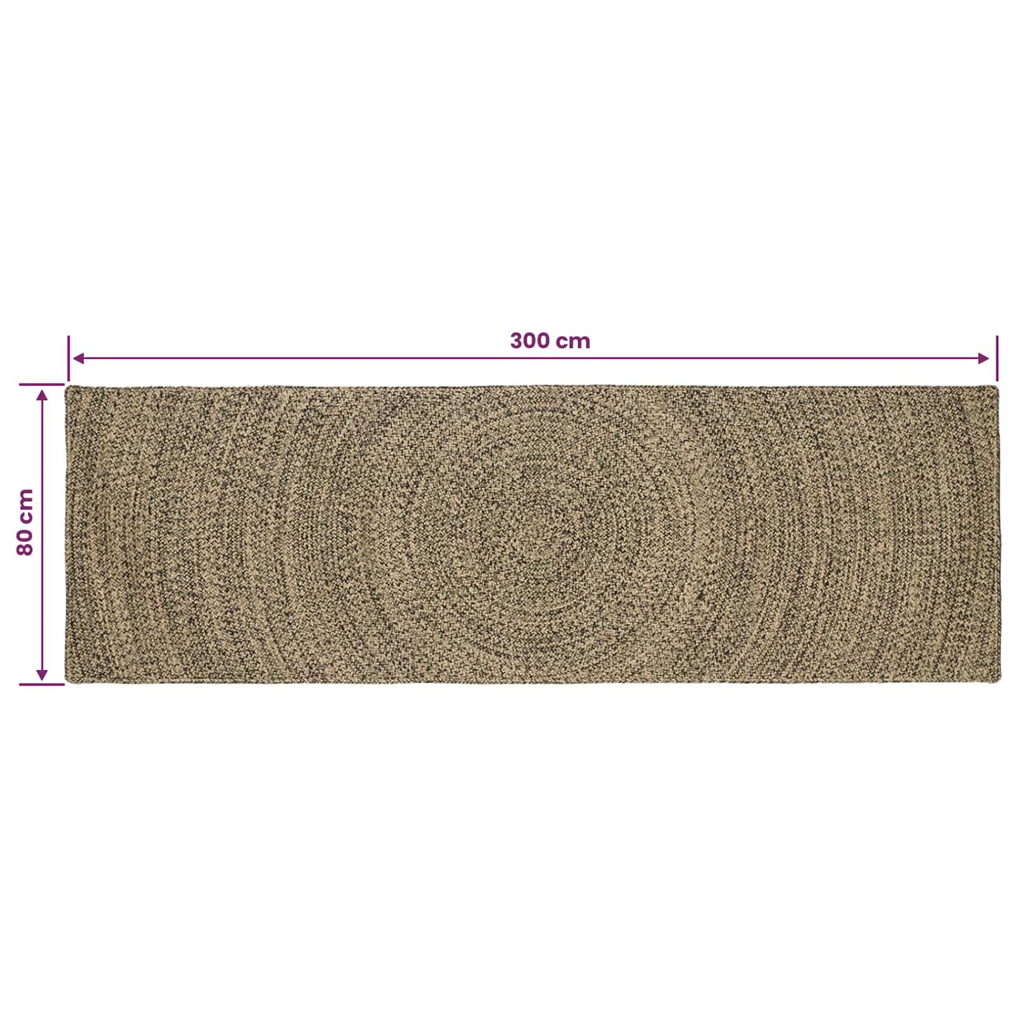 Områdetæpper Naturfarvet og sort 80 x 300 cm Jute