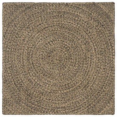 Områdetæpper Naturfarvet og sort 160 x 160 cm Jute
