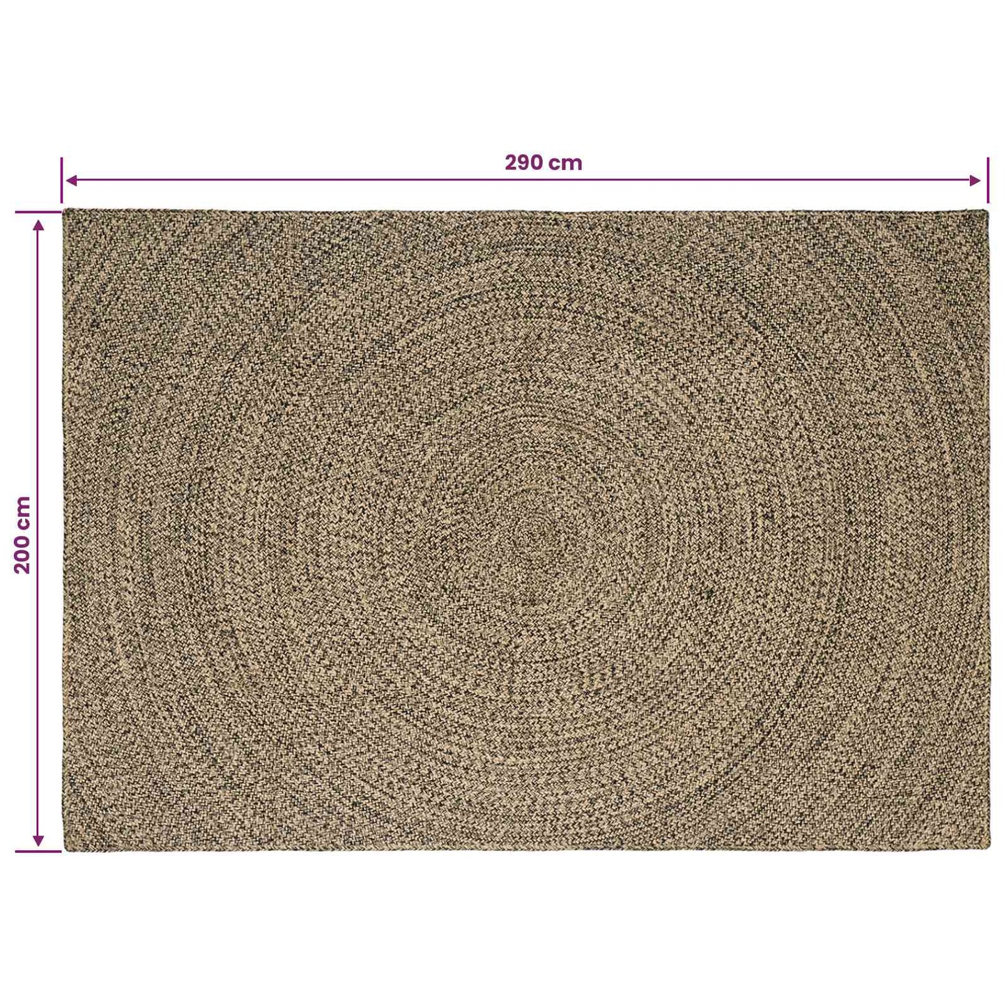 Områdetæpper Naturfarvet og sort 200 x 290 cm Jute
