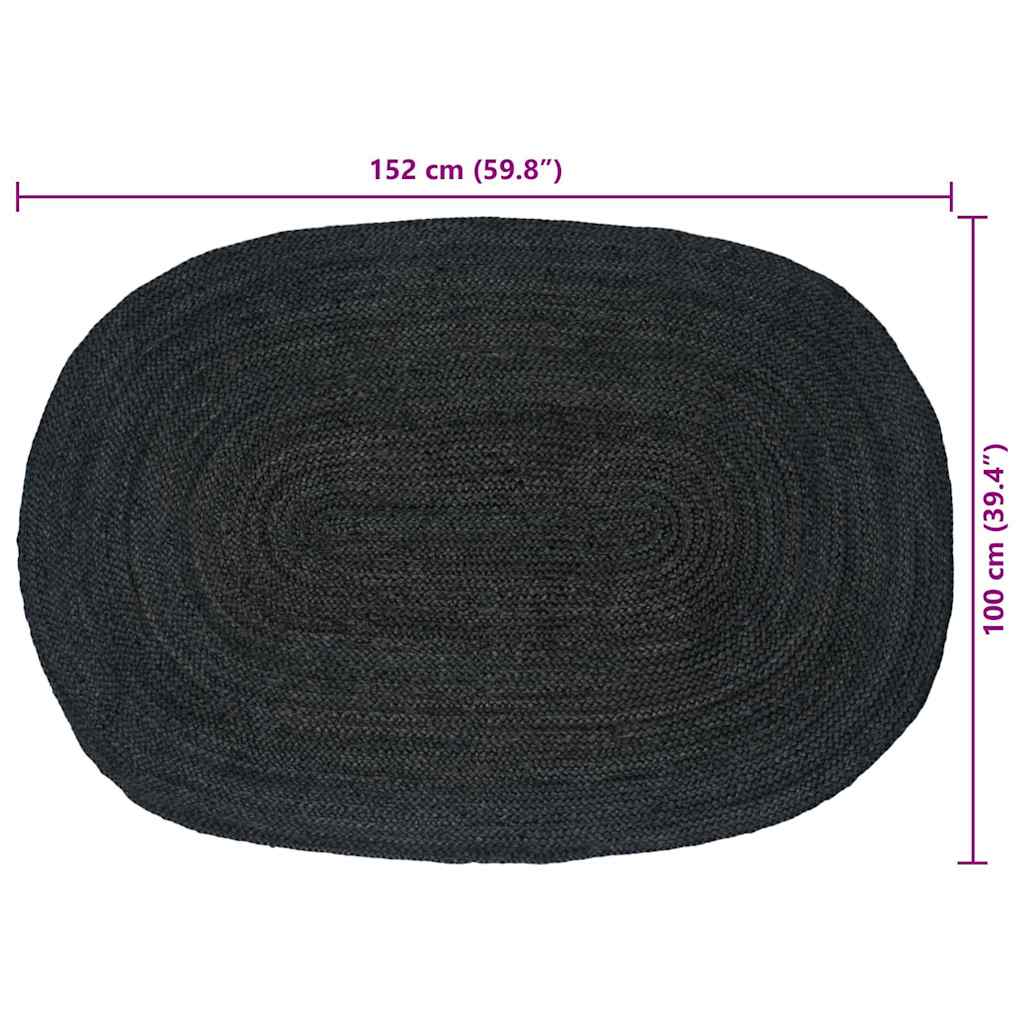 Områdetæpper Mørkegrå 100 x 152 cm Jute