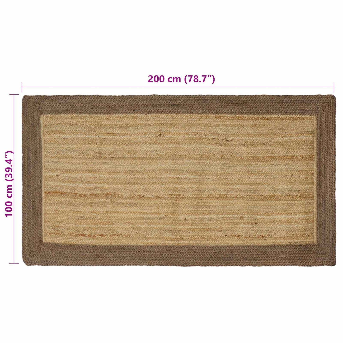 Område tæppe Grå 100 x 200 cm Jute