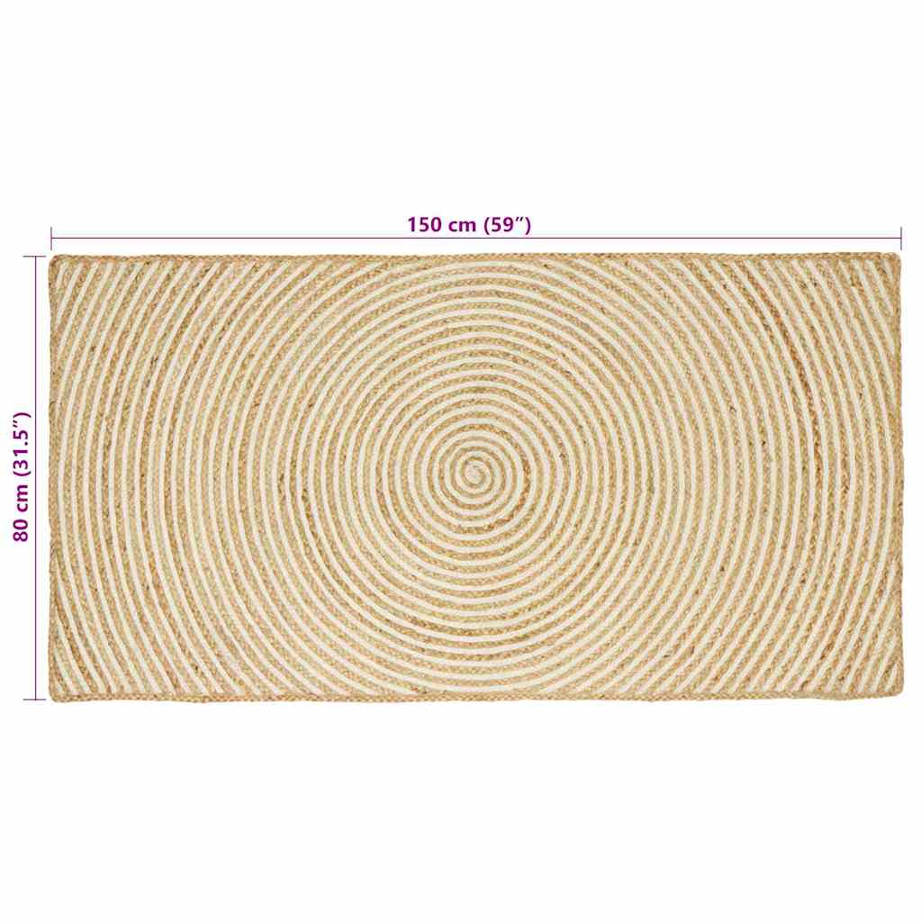 Områdetæpper Hvid 80 x 150 cm Jute