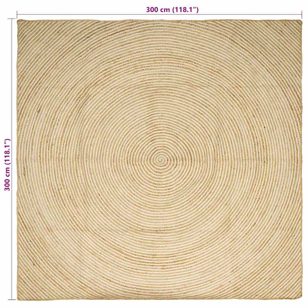 Områdetæpper Hvid 300 x 300 cm Jute