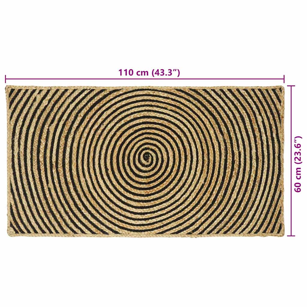 Områdetæpper Sort 60 x 110 cm Jute