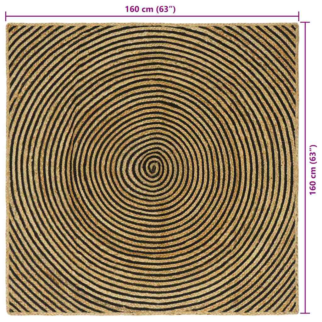 Områdetæpper Sort 160 x 160 cm Jute