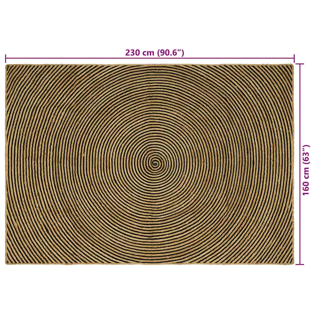 Områdetæpper Sort 160 x 230 cm Jute