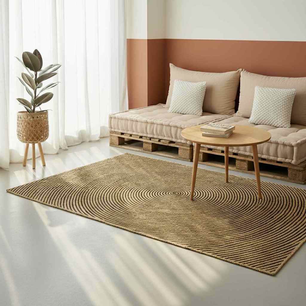 Områdetæpper Sort 200 x 200 cm Jute