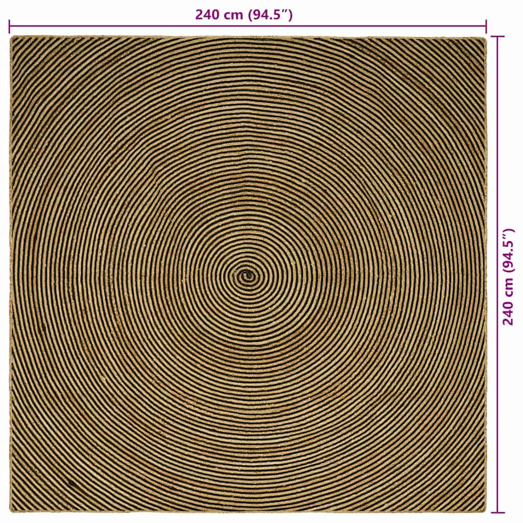 Områdetæpper Sort 240 x 240 cm Jute