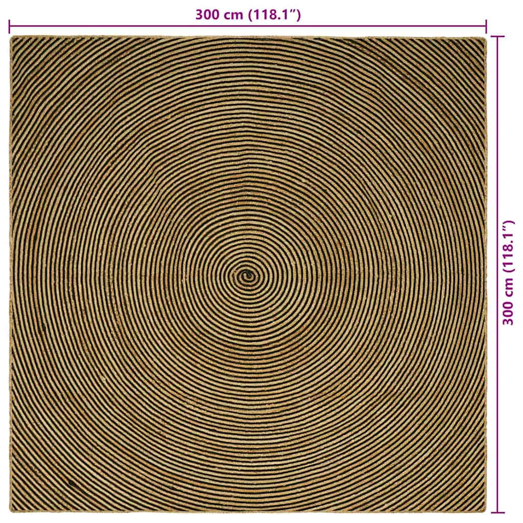 Områdetæpper Sort 300 x 300 cm Jute