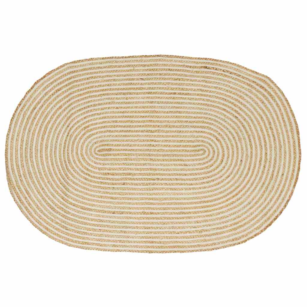 Områdetæpper Natur og hvid 100 x 152 cm Jute billede