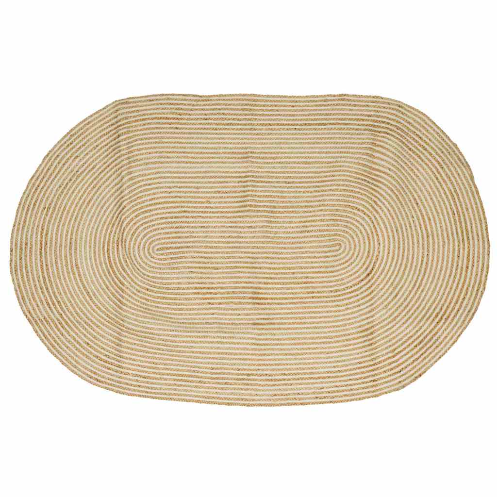 Områdetæpper Natur og hvid 152 x 245 cm Jute