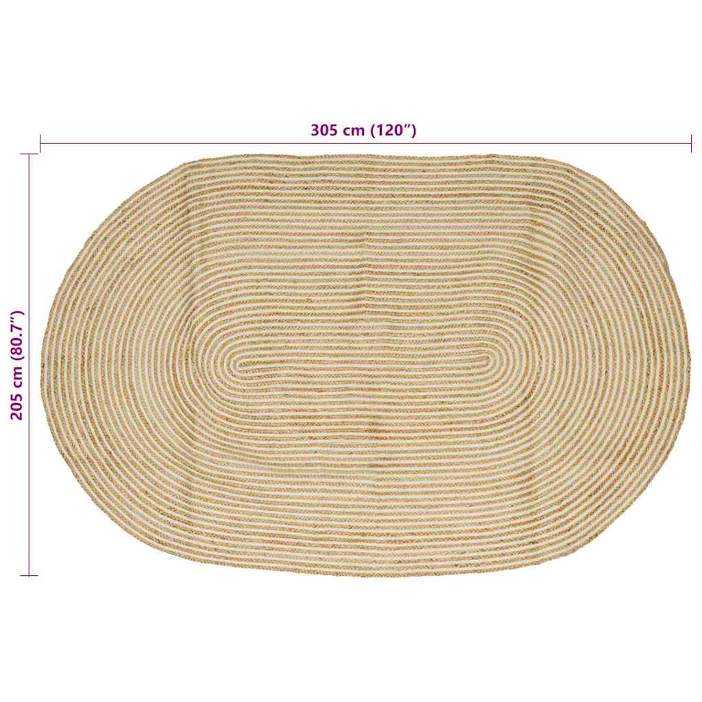 Områdetæpper Natur og hvid 205 x 305 cm Jute
