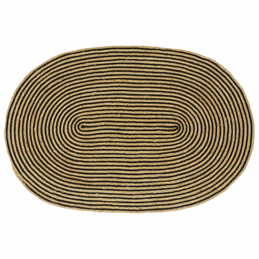 Områdetæpper Naturfarvet og sort 122 x 183 cm Jute billede