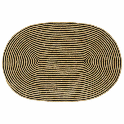 Områdetæpper Naturfarvet og sort 122 x 183 cm Jute
