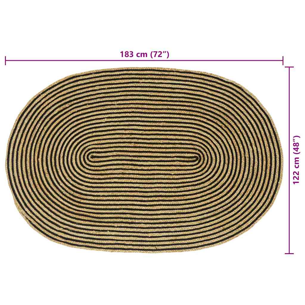 Områdetæpper Naturfarvet og sort 122 x 183 cm Jute
