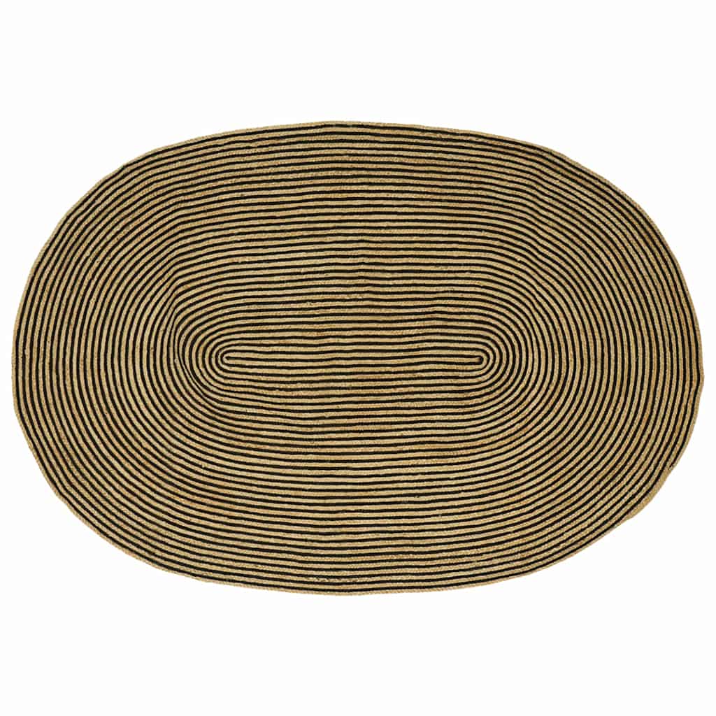 Områdetæpper Naturfarvet og sort 152 x 245 cm Jute