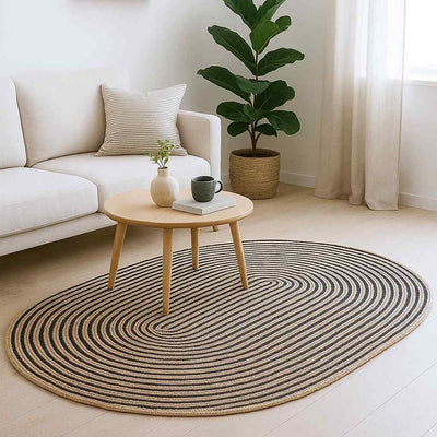 Områdetæpper Naturfarvet og sort 152 x 245 cm Jute