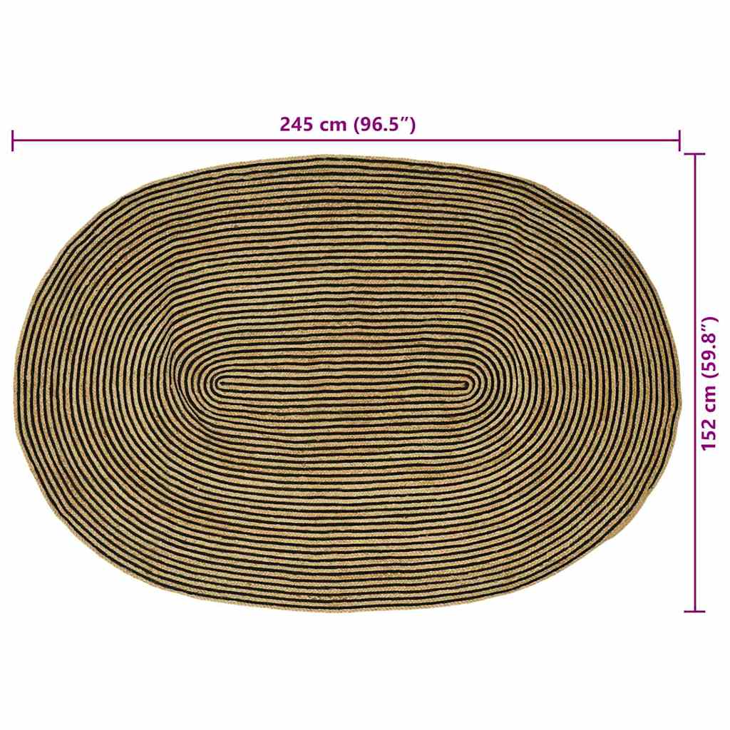 Områdetæpper Naturfarvet og sort 152 x 245 cm Jute