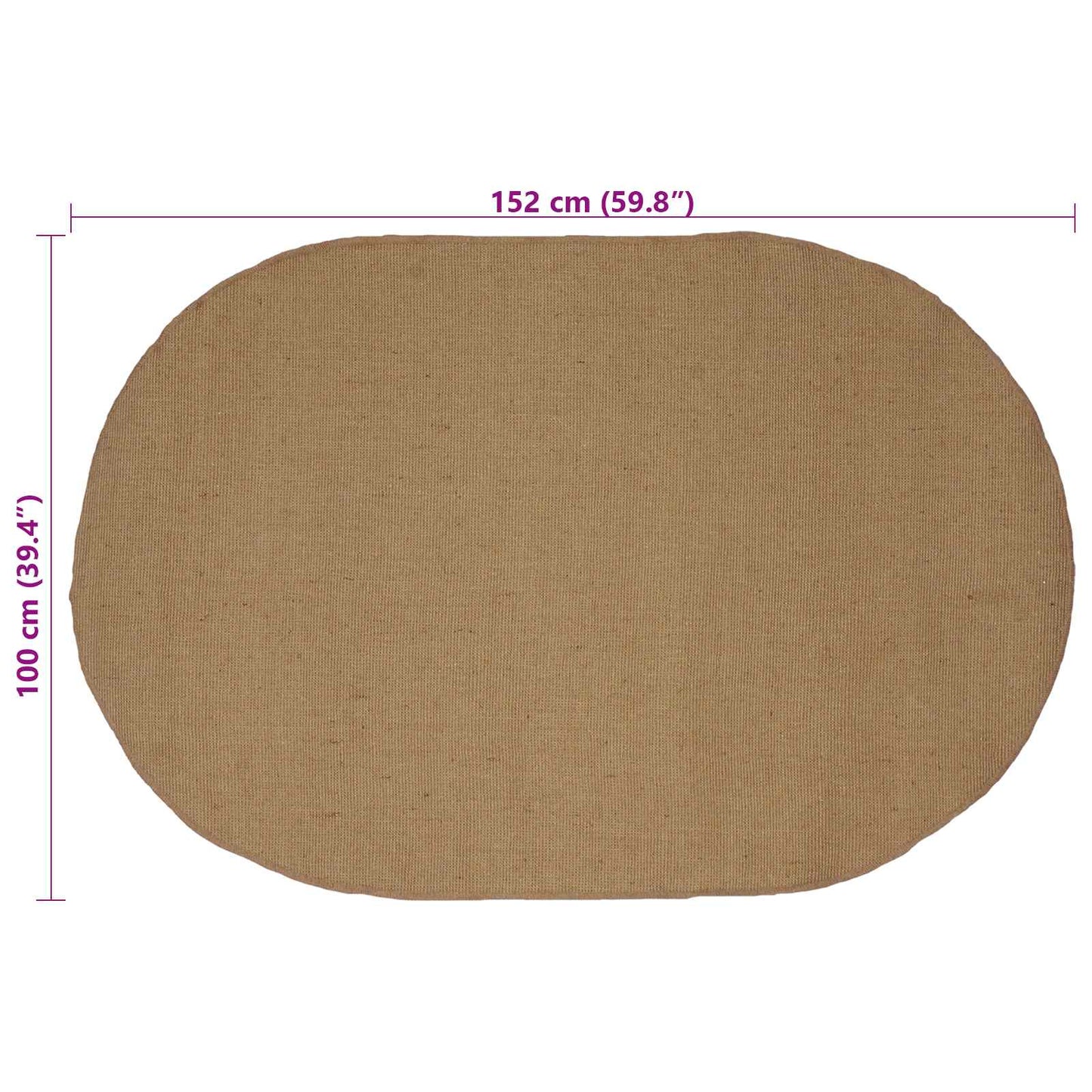 Områdetæpper Naturfarvet 100 x 152 cm Jute