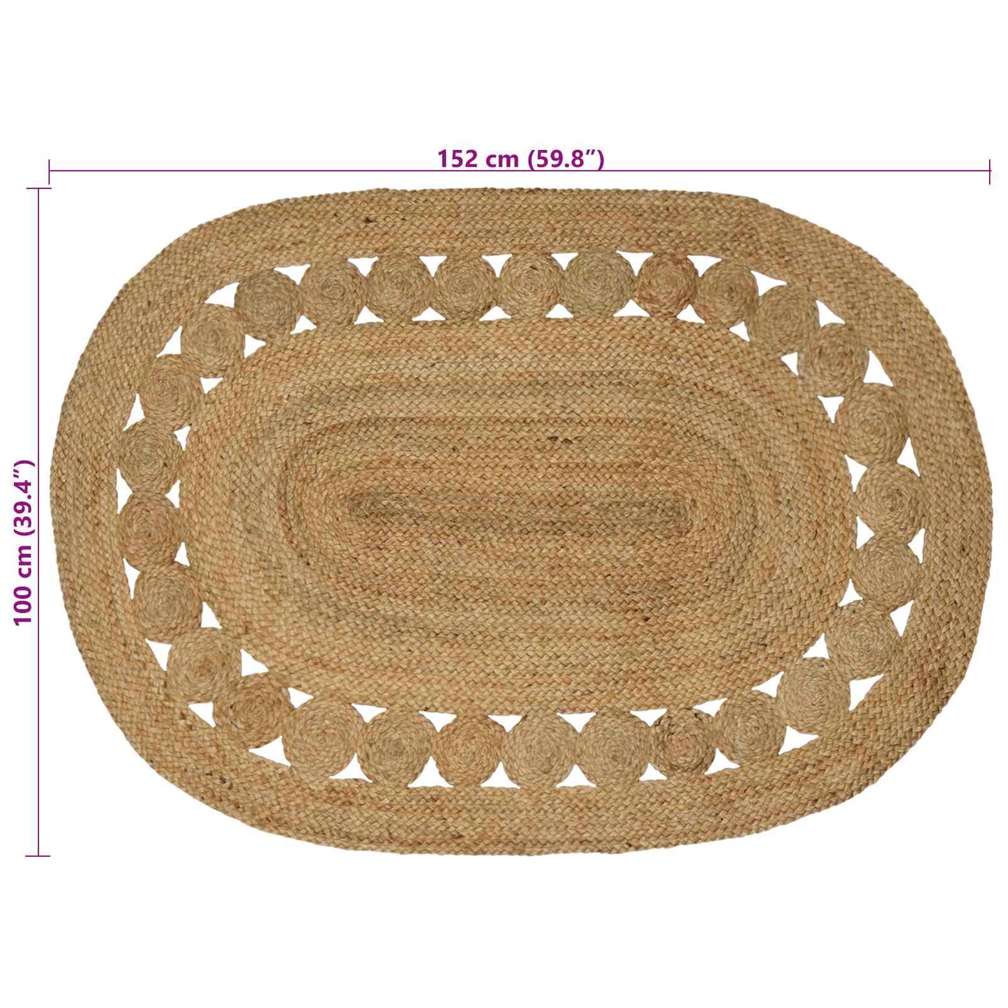 Områdetæpper Naturfarvet 100 x 152 cm Jute