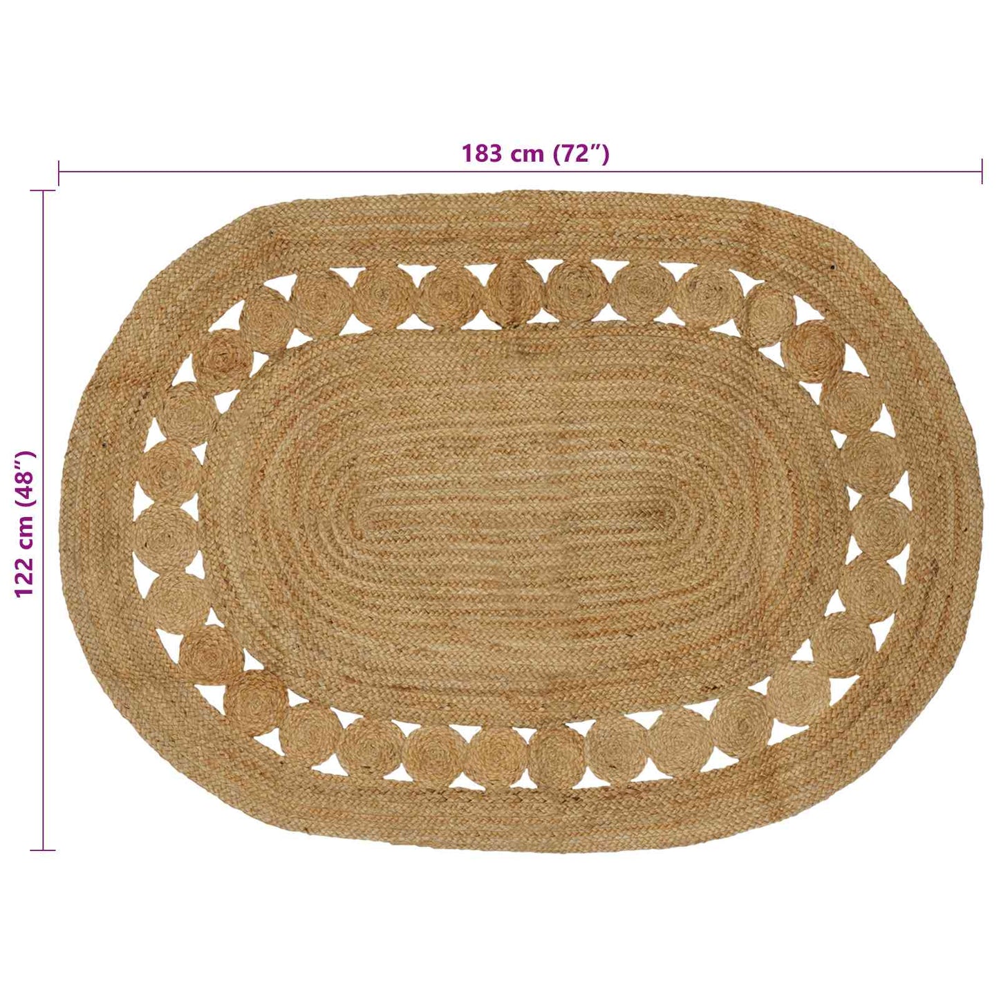 Områdetæpper Naturfarvet 122 x 183 cm Jute