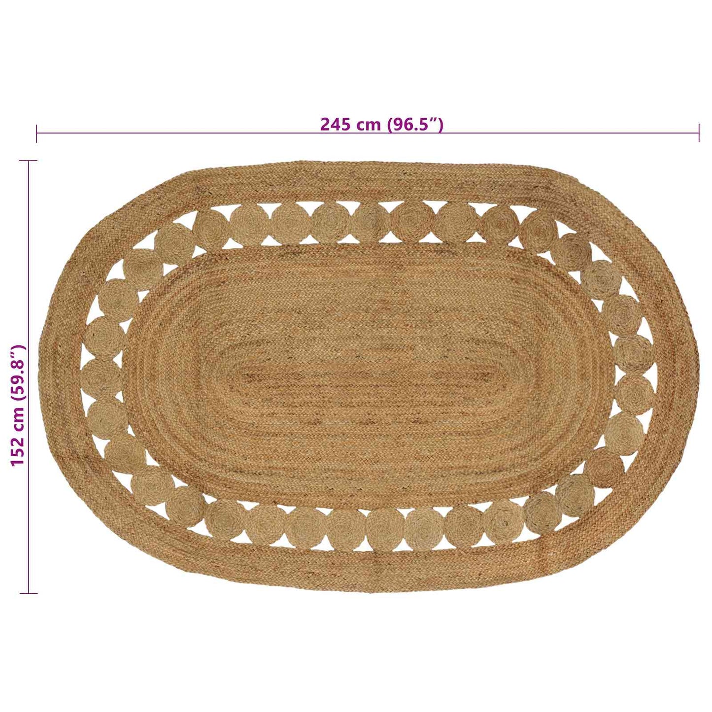 Områdetæpper Naturfarvet 152 x 245 cm Jute