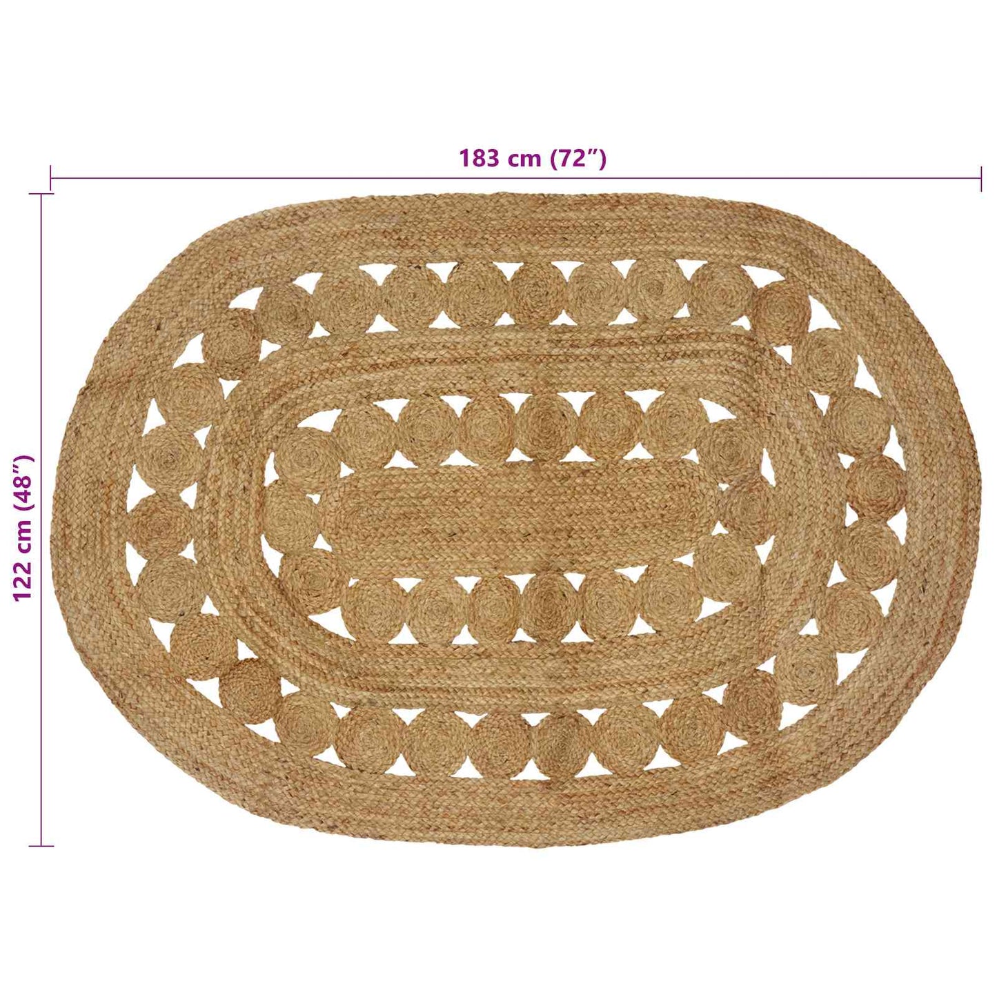 Områdetæpper Naturfarvet 122 x 183 cm Jute