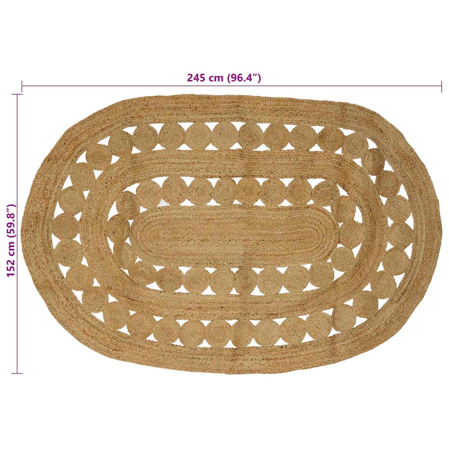 Områdetæpper Naturfarvet 152 x 245 cm Jute