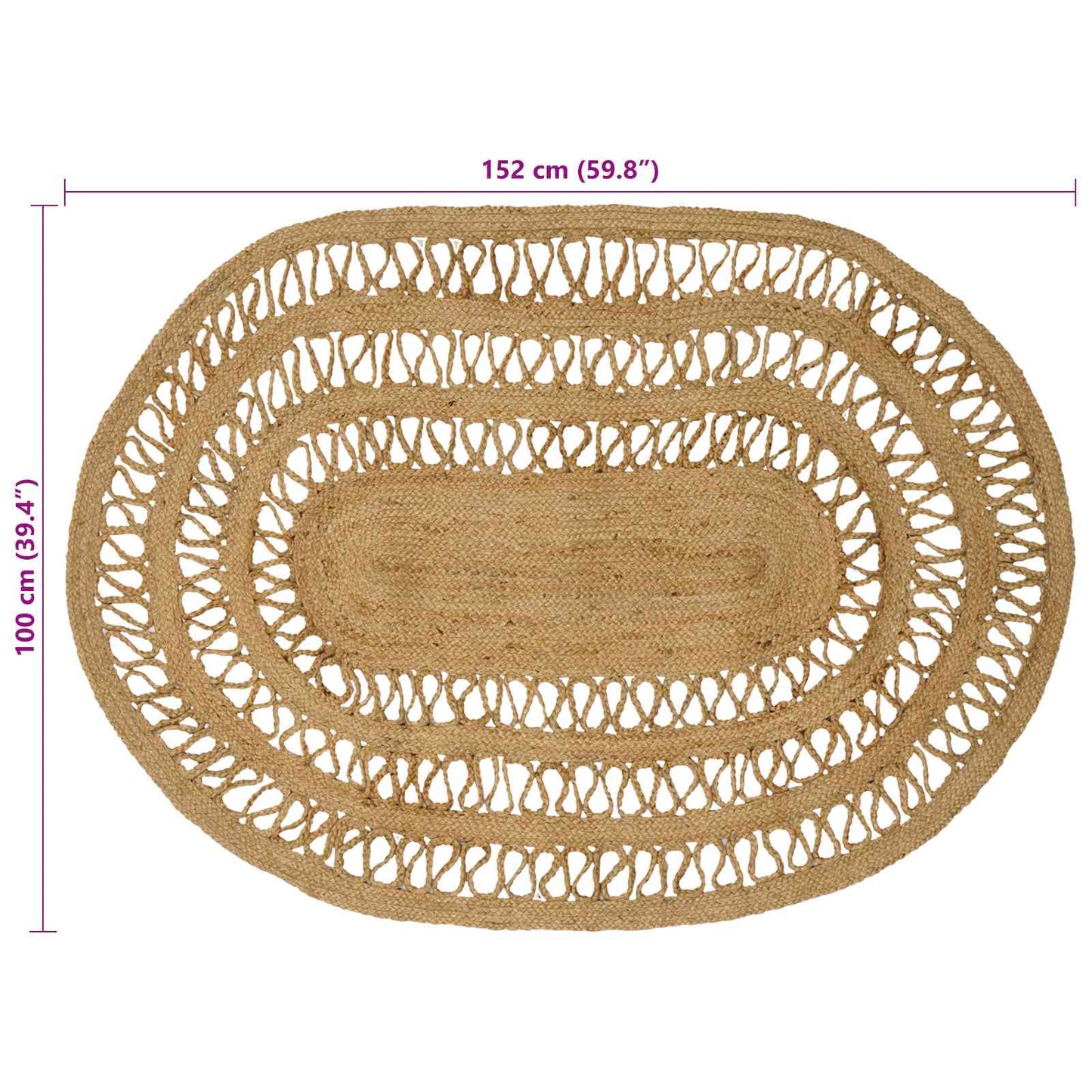 Områdetæpper Naturfarvet 100 x 152 cm Jute
