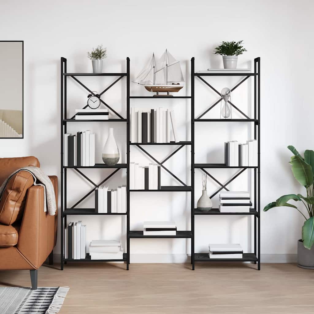 Bogreol Sort eg 156 x 25 x 167 cm Konstrueret træ