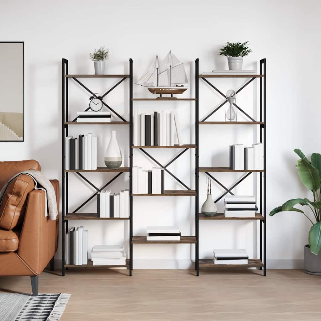 Bogreol 156 x 25 x 167 cm Konstrueret træ Røget eg