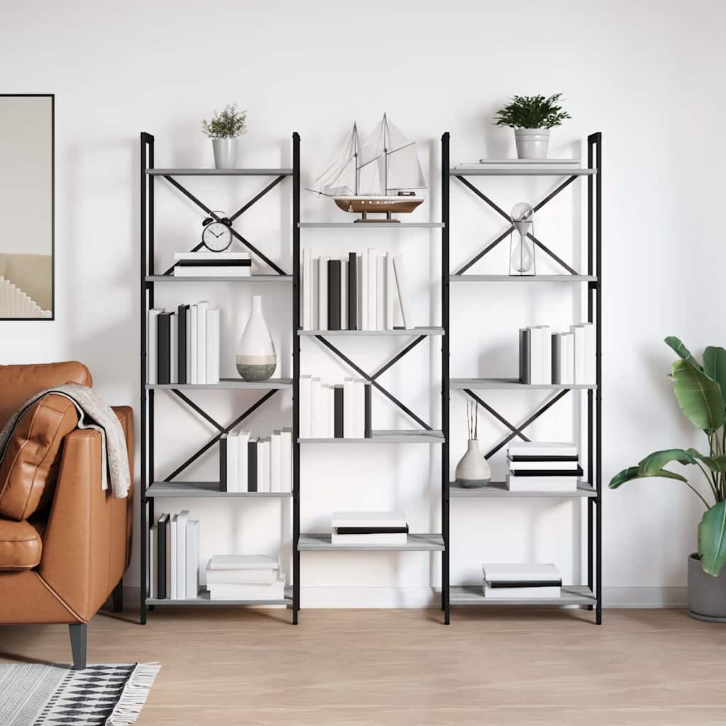 Bogreol Grå sonoma-eg 156 x 25 x 167 cm Konstrueret træ