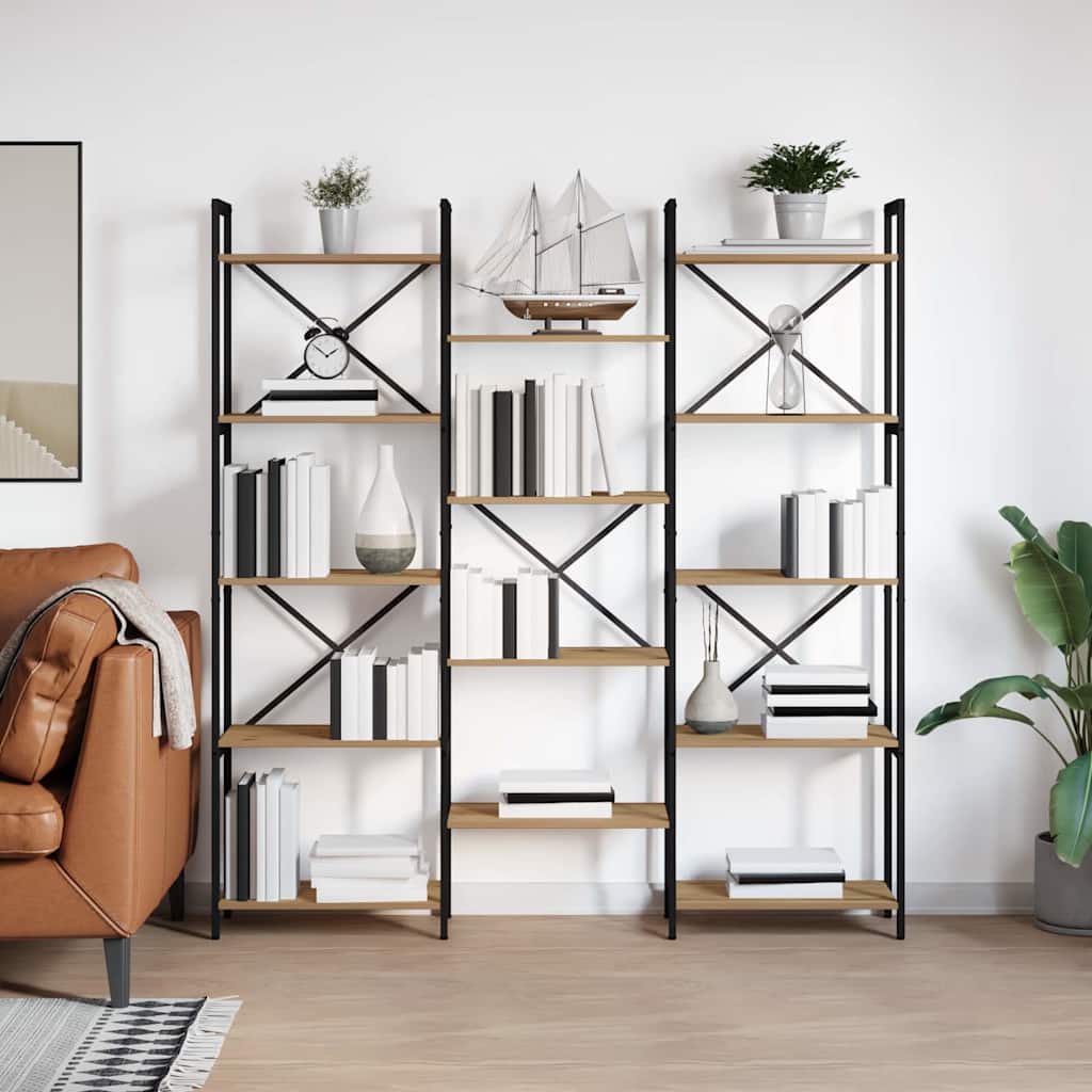 Bogreol 156 x 25 x 167 cm Konstrueret træ Artisan Egetræ