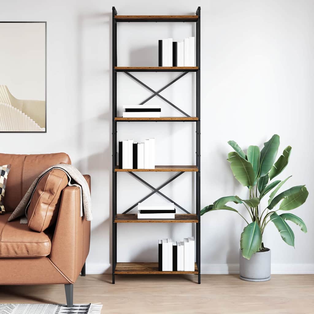 Bogreol Røget eg 60 x 30 x 189,5 cm Konstrueret træ