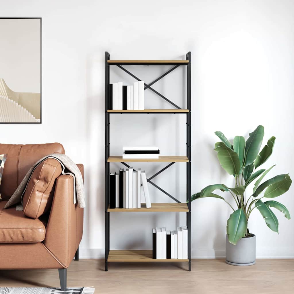 Bogreol 60 x 30 x 155 cm Konstrueret træ Artisan Egetræ