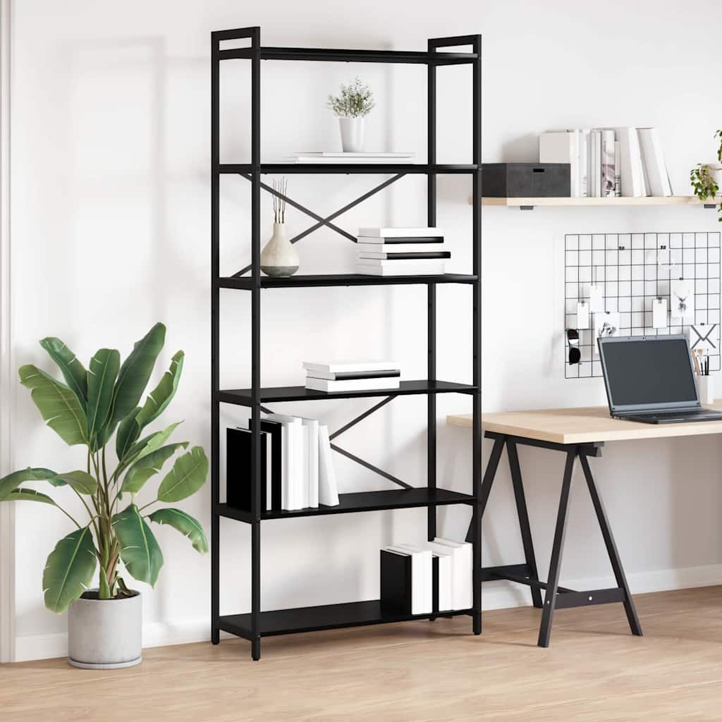 Bogreol Sort eg 80 x 30 x 189,5 cm Konstrueret træ
