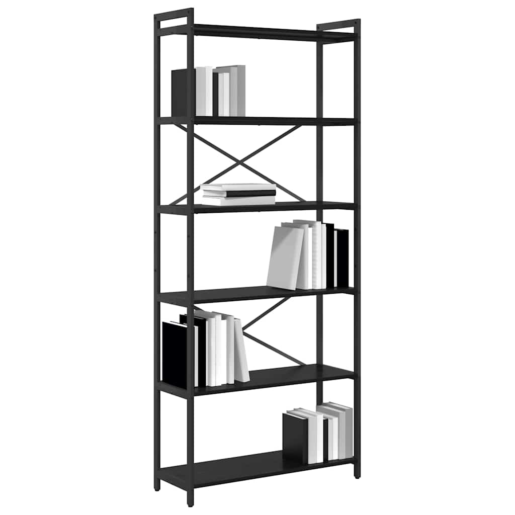 Bogreol Sort eg 80 x 30 x 189,5 cm Konstrueret træ