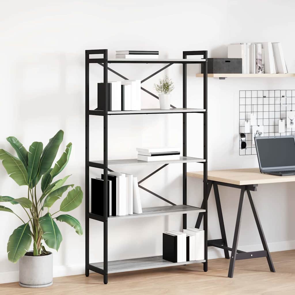Bogreol Grå sonoma-eg 80 x 30 x 155 cm Konstrueret træ billede