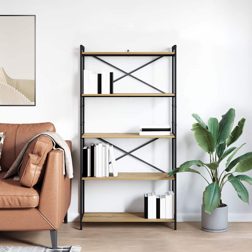 Bogreol 80 x 30 x 155 cm Konstrueret træ Artisan Egetræ