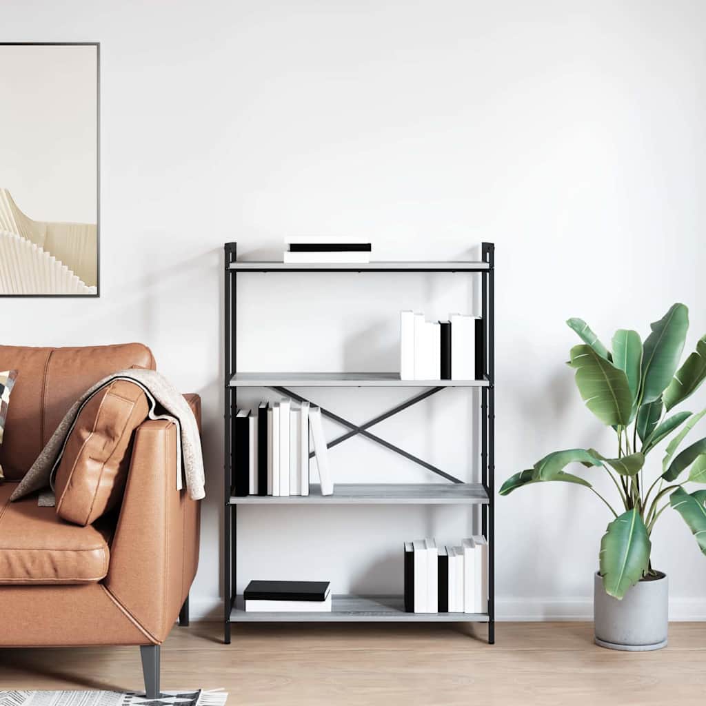Bogreol Grå sonoma-eg 80 x 30 x 120 cm Konstrueret træ